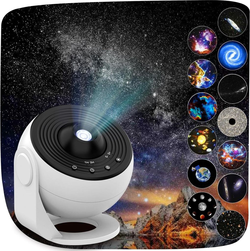 Galaxy Projector, 13 in 1 Home Planetarium Star Light Projector for Bedroom 360° Rotating Mist Lamp Starry Sky Night Light with 12 Solar System Co...