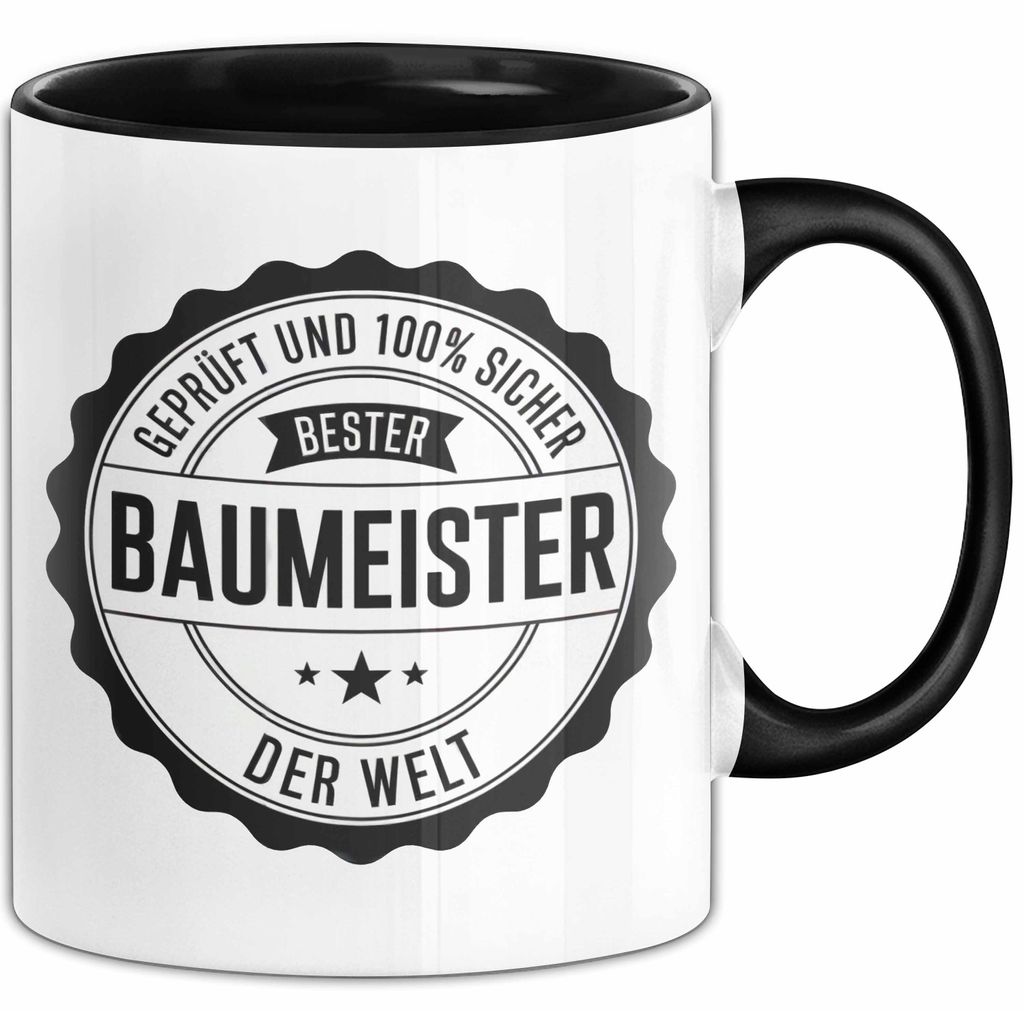 Bauarbeiter Tasse Geschenk 100% Bester Bauleiter Handwerker Geschenkidee Lustig (Schwarz)