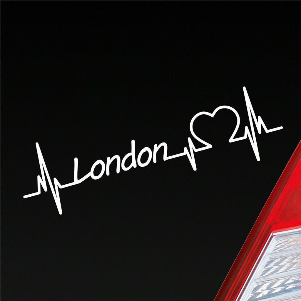 Auto Aufkleber London Herz Herzschlag 19x5 cm Weiss Glanz Produktbild 
