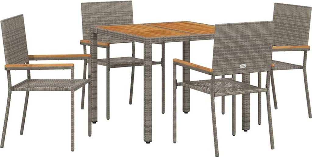 "SALE 2026"Stuhl Terrasse - Garten Essgruppe 5er set - Balkonmöbel - Campingstuhl elegantes Design - Grau Poly-Rattan - 90x90x75cm - Gartenstühle...