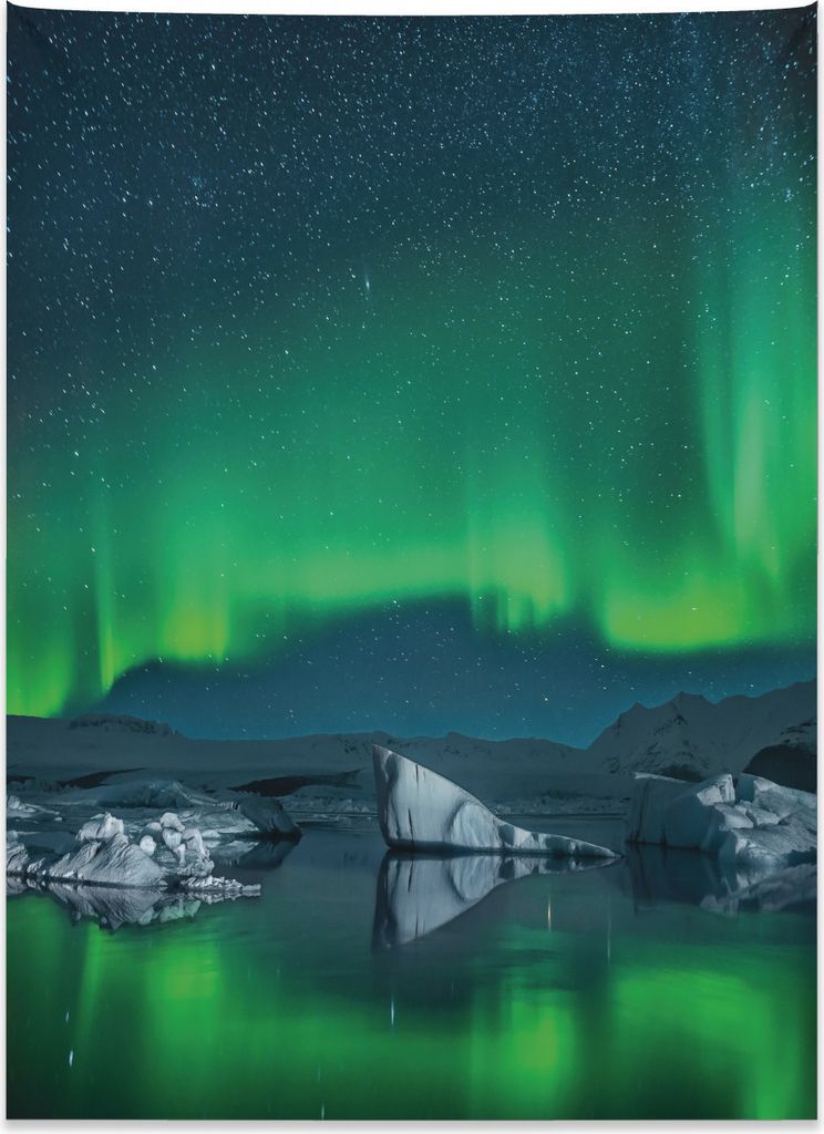 Abakuhaus Alaska Wandteppich, Schneebedeckte Hügel der Arktis aus Weiches Mikrofaser Stoff Kein Verblassen Klare Farben Waschbar, 110 x 150 cm, Li...