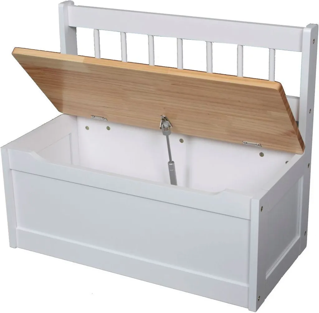 Optimisez l'espace avec ce banc coffre à jouets enfant en bois blanc