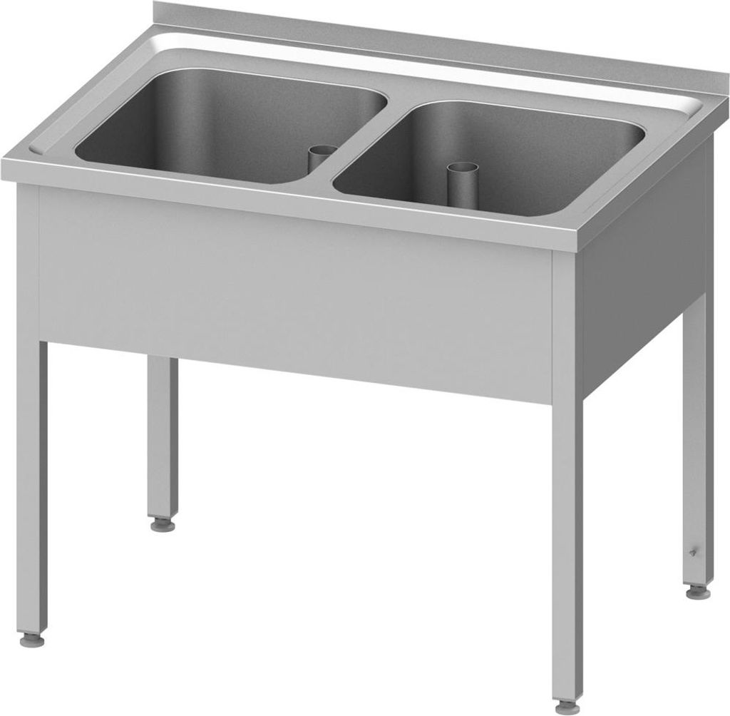 Spültisch ohne Grundboden 1000x700x850 mm, mit zwei Becken mit Aufkantung, verschweißt