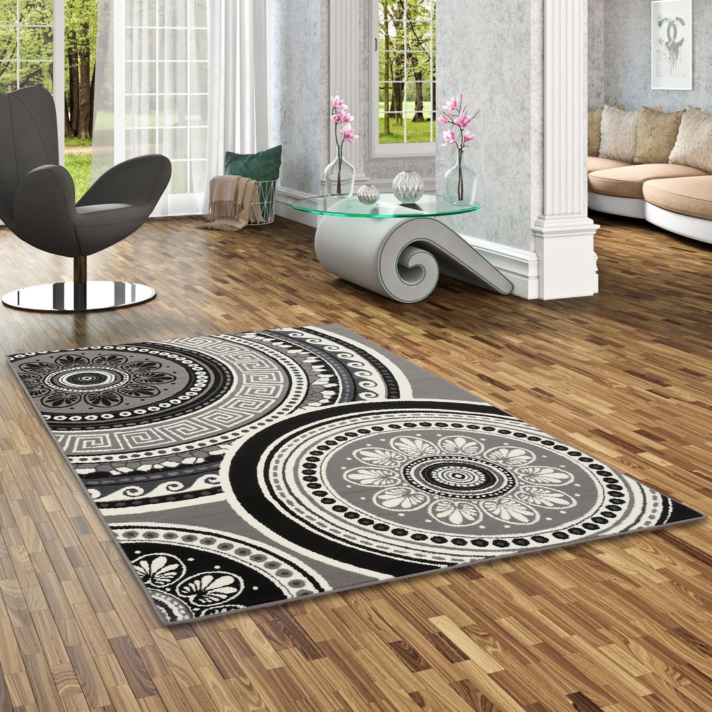 Teppich Trendline Mandala Schwarz Creme, Größe:160x225 cm