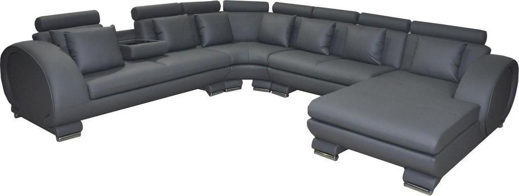 Eck Leder Sofa +USB Couch Polster Sitz Wohnlandschaft Design XXL U Form Garnitur