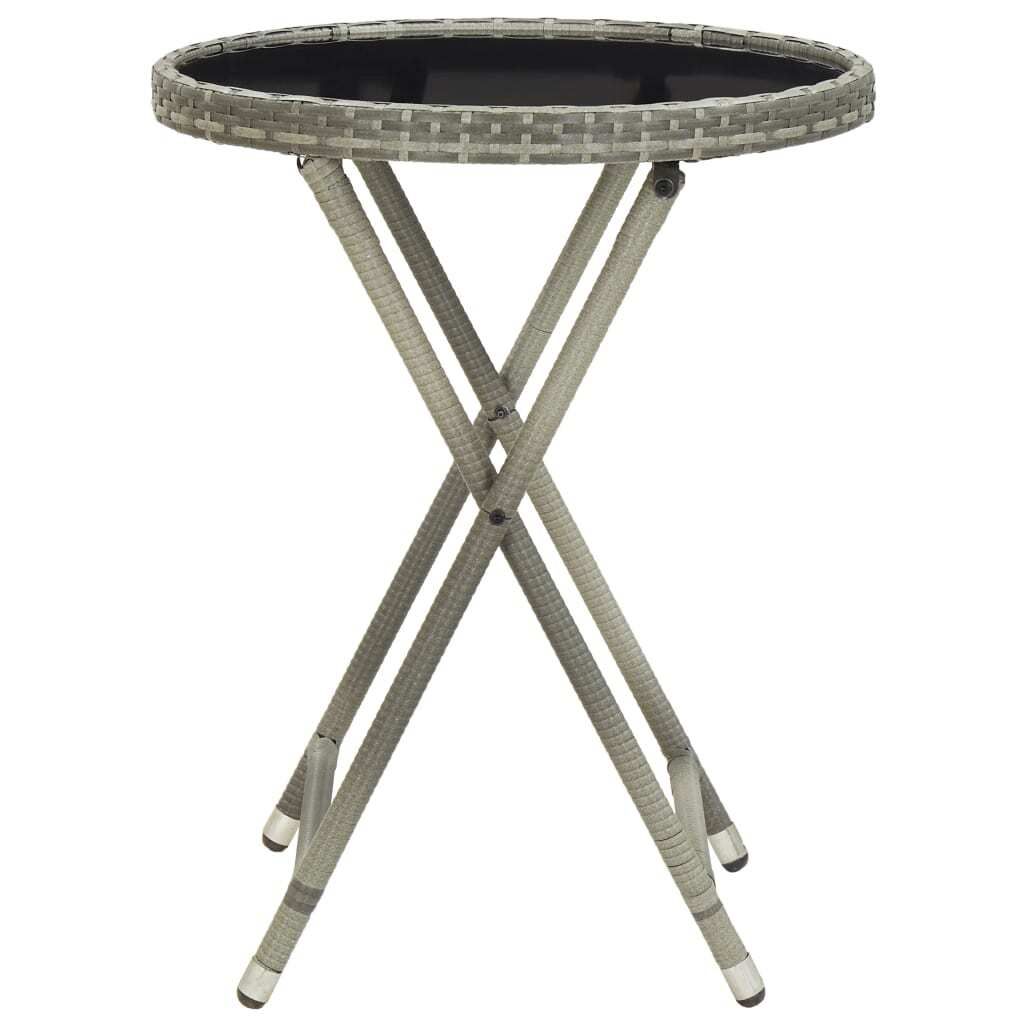 "WINTER SALE"Garten-Esstisch/Garten-Beistelltisch 4 Personnnes - elegantes Design - Grau 60cm Poly Rattan und Hartglas - Gartentische NeuMöbel181124