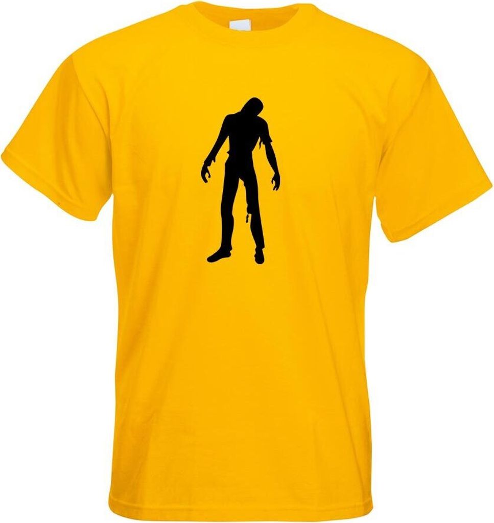 Kiwistar - T-Shirt - gelb - Zombie White Motiv Bedruckt Funshirt Design Print - mit Motiv Bedruckt - Funshirt Design - Sport - Freizeit - Herren - M