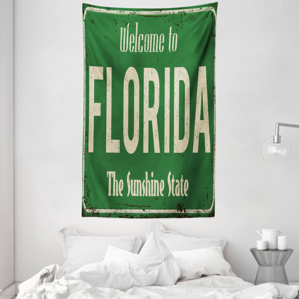 ABAKUHAUS Florida Wandteppich und Tagesdecke, Old Rusty Verkehrsschild aus Weiches Mikrofaser Stoff Waschbar ohne Verblassen Digitaldruck, 140 x 23...
