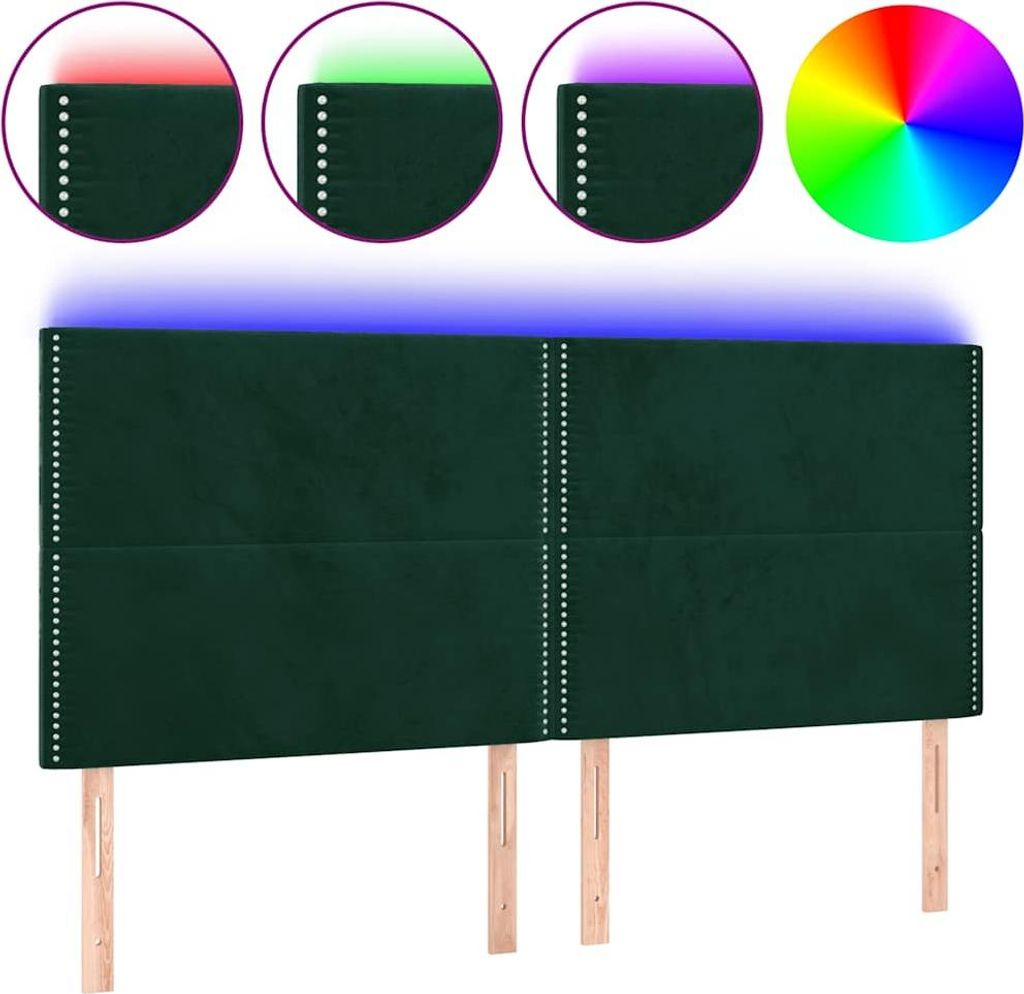 vidaXL LED Kopfteil Dunkelgrün 180x5x118/128 cm Samt