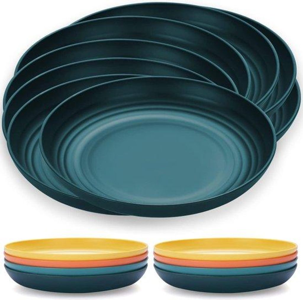23 cm Kunststoff Tiefbord 8er Set, Kunststoff Teller, Unzerbrechlich, Herstellbar, Leicht, Pasta- und Dumpling-Bowl, Mikrowellensicher, BPA-Frei, G...