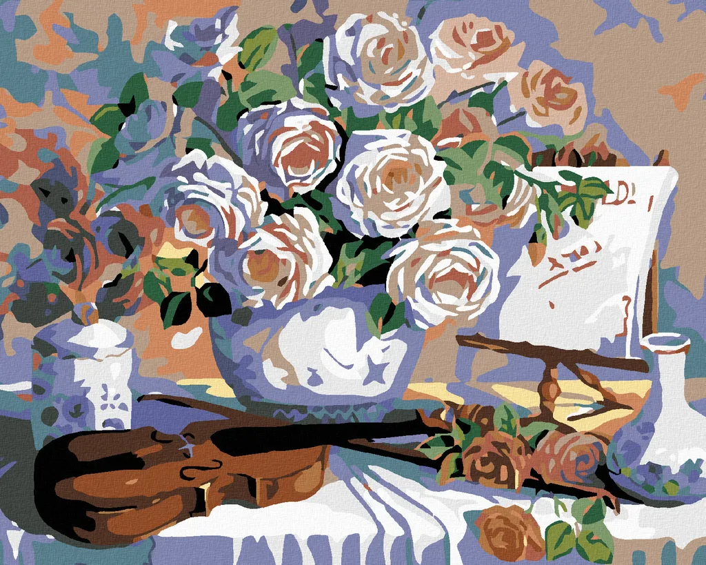 Regalo Originale: Pittura Diamante Zuty Violino e Rose 40x50 cm