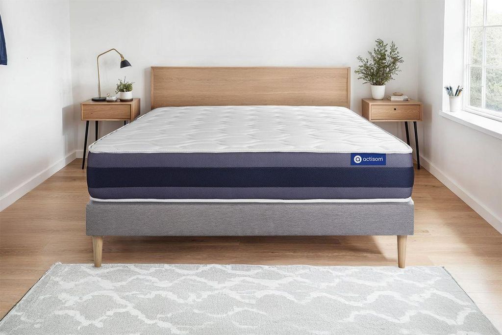 Actilatex morpho matratze 130x210cm + Bettgestell mit lattenrost - Dicke : 24cm - Latex und Memory-schaum - H3