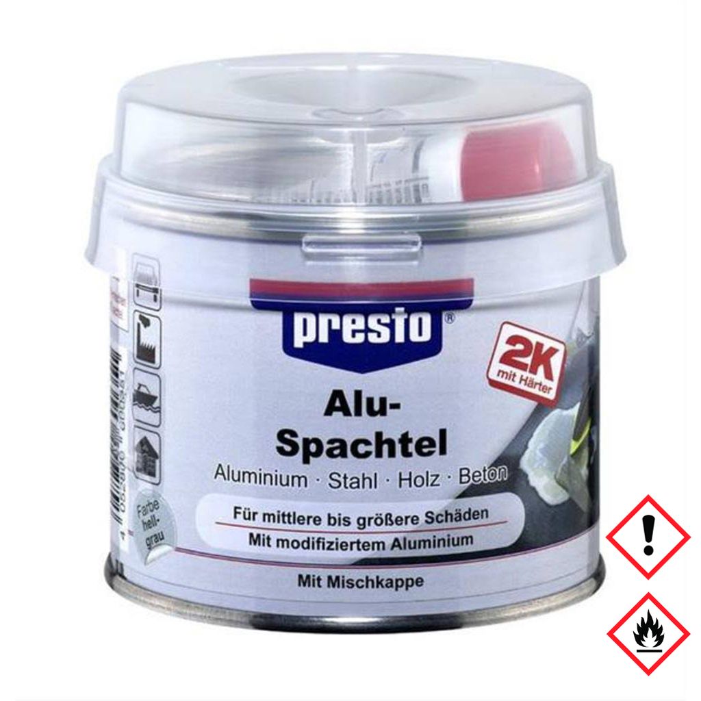 A product shot of a can of Presto 2K Alu Spachtel.