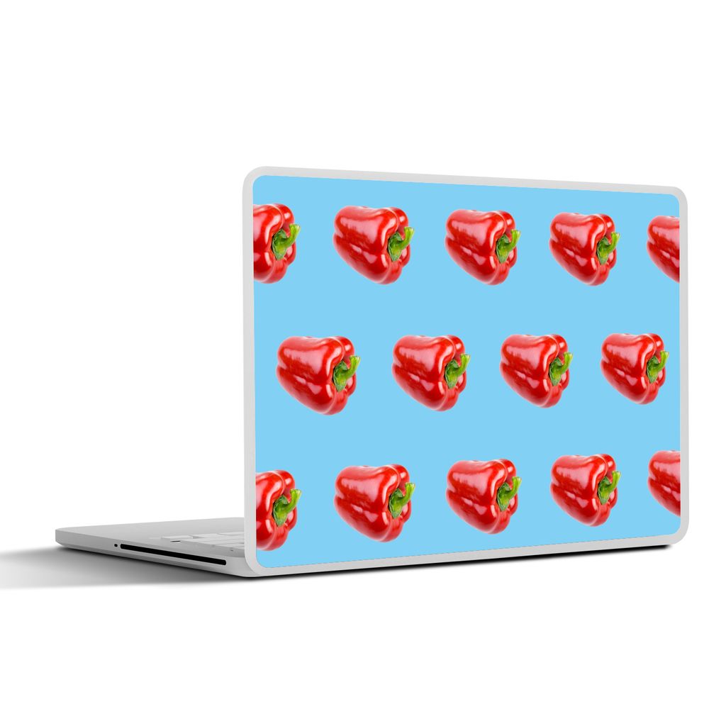 MuchoWow Laptop Aufkleber Sticker Cover Paprika - Gemüse - Muster - Blau 30x22 cm - Laptop-Sticker