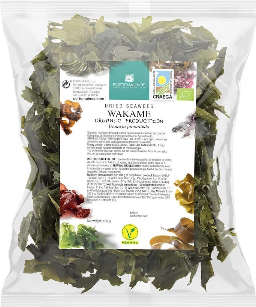 ALGI MORSKIE SUSZONE - WAKAME BIO 100 g - PORTO MUINOS