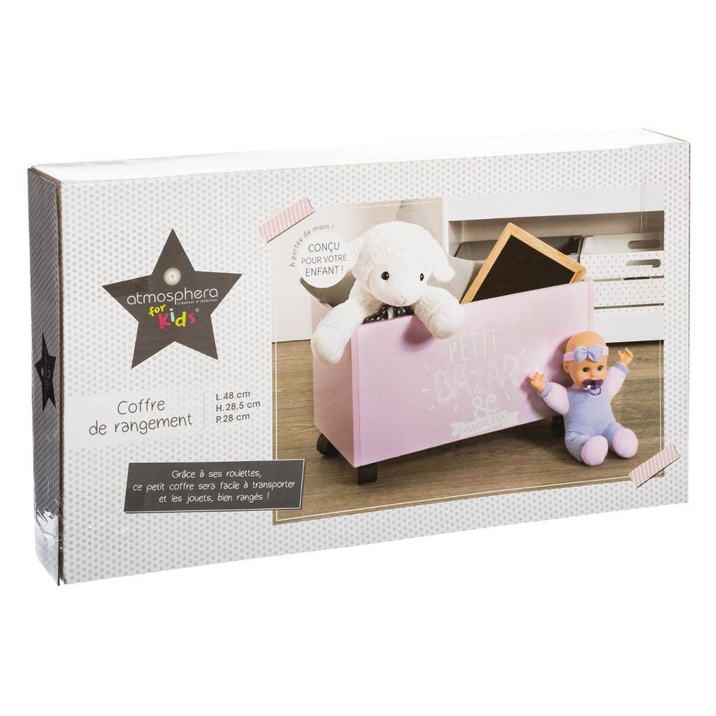Spielzeugtruhe mit Rollen rosa - Atmosphera créateur Produktbild 2