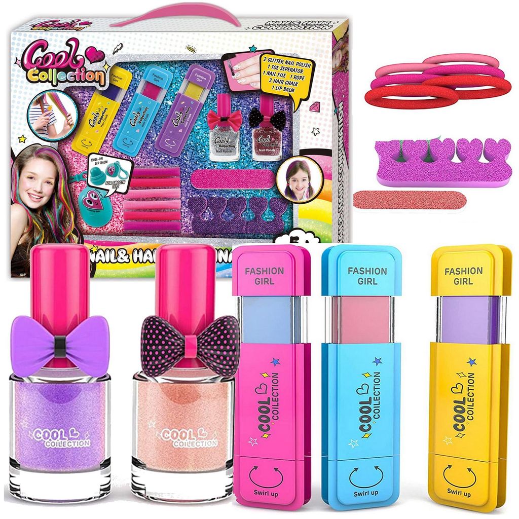 Nagellack Set für Kinder, Prinzessinnen Make-up, abziehbar, mit Zubehör