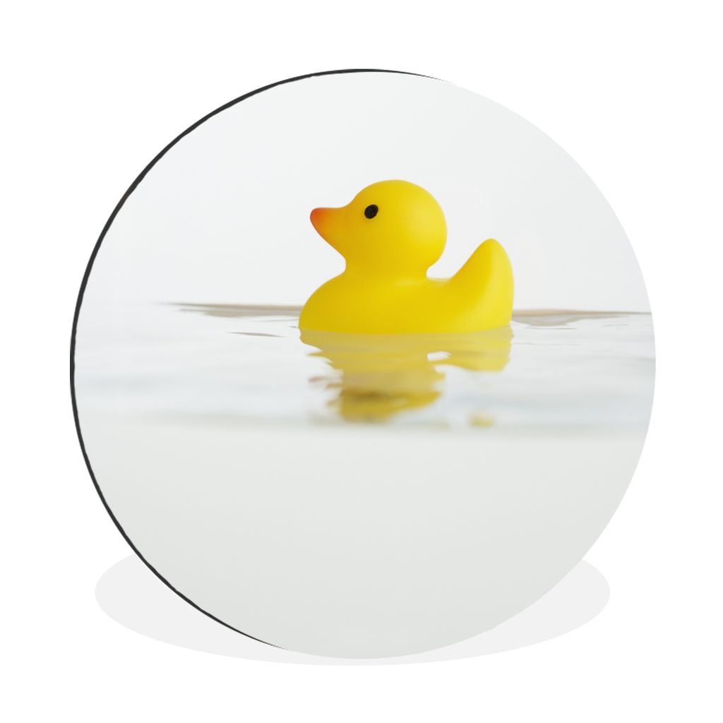 MuchoWow Aluminium Wandkreis Badeente schwimmt im Wasser Ø 90 cm Wanddeko Modern Wohnzimmer - Mauerkreis - Wandbilder - Runde Bild - Bild aus Al...