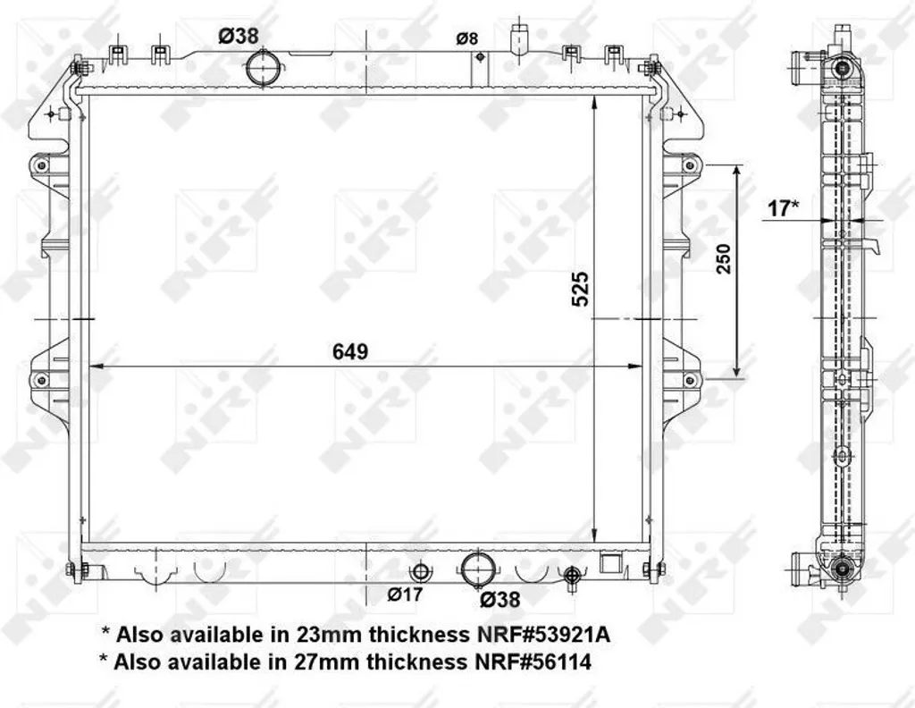 Radiateur NRF 53921 pour Hilux - Remplacement OE 164000L250 Qualité