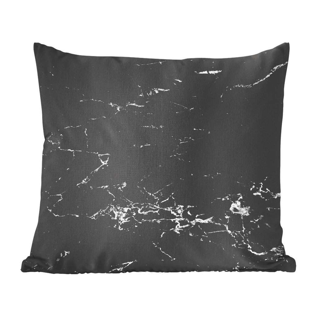 MuchoWow Zierkissen Sofakissen Wohnzimmer Dekokissen 40x40 cm Marmor - Stein - Schwarz - Weiß - Foto Kissen - Schlafzimmer Dekoration