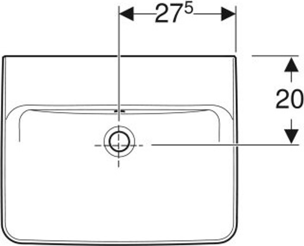 Geberit Renova Plan, Waschtisch, 55x44 cm, ohne Hahnloch, mit Überlauf, 501634, 501.634.00.1
