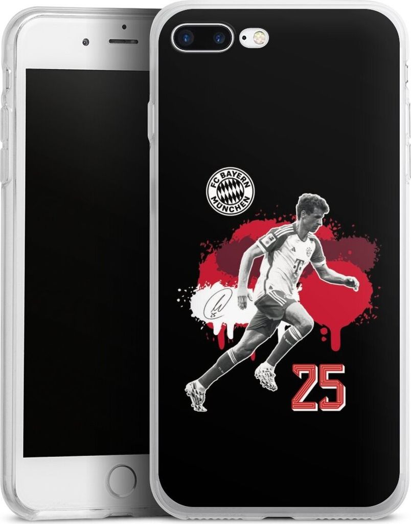 DeinDesign Handyhülle für Apple iPhone 8 Plus Silikon Hülle Case Smartphone Schutzhülle FC Bayern München Offizielles Lizenzprodukt Thomas Mü...