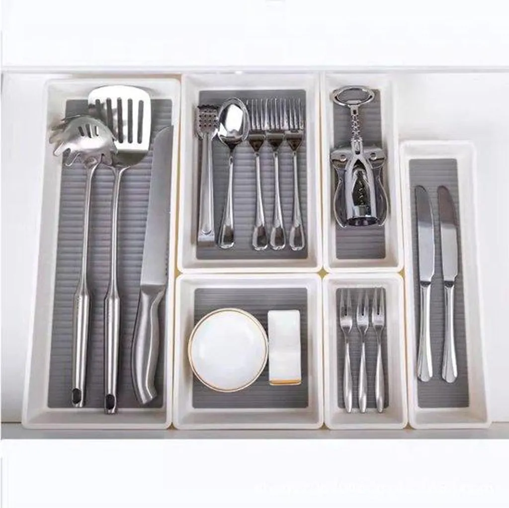 Solution rangement tiroir cuisine : 6 bacs blancs pour couverts triés