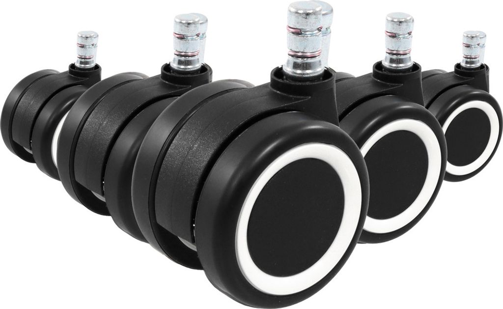 hjh OFFICE Stuhlrollen 5x ROLO COLOR 60 11mm/60mm Ersatz Rollen Bürostuhl für Parkett, Laminat, Fliesen oder Steinboden