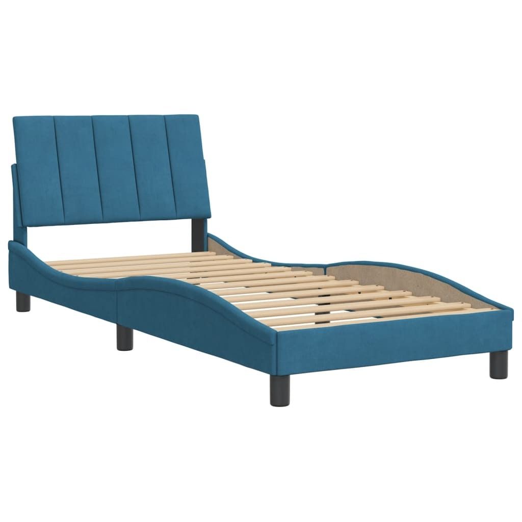 Bettgestell ohne Matratze "Hanko" Blau 90x200 cm Samt