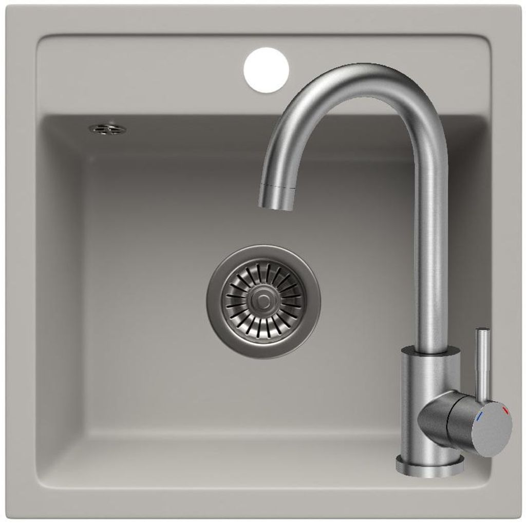 MIT ARMATUR - LINDBERGH® Granitspüle Grau "LUX33 + 1-Helia" Produktbild 