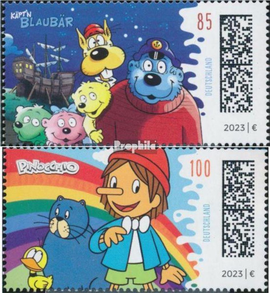 Briefmarken BRD 2023 Mi 3803-3804 gestempelt Käptn Blaubär und Pinocchio