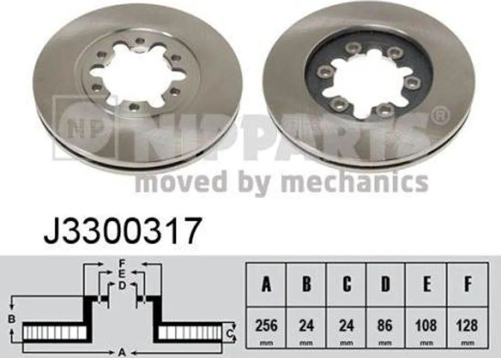 Disque de frein NIPPARTS J3300317 pour Kia Bongo et K2700 - OE 0K71E33251