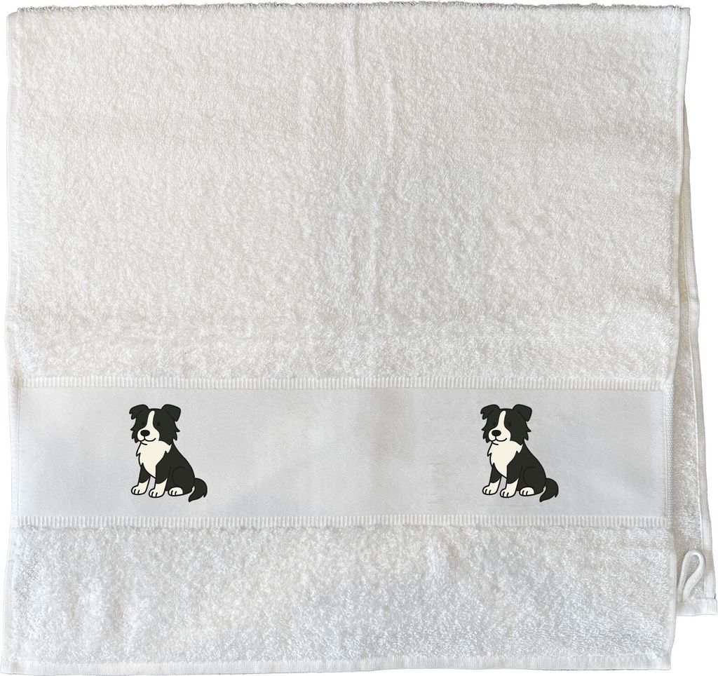 Huuraa Handtuch Border Collie Border Comic 50x100cm White Baumwolle Handtuch Geschenkidee