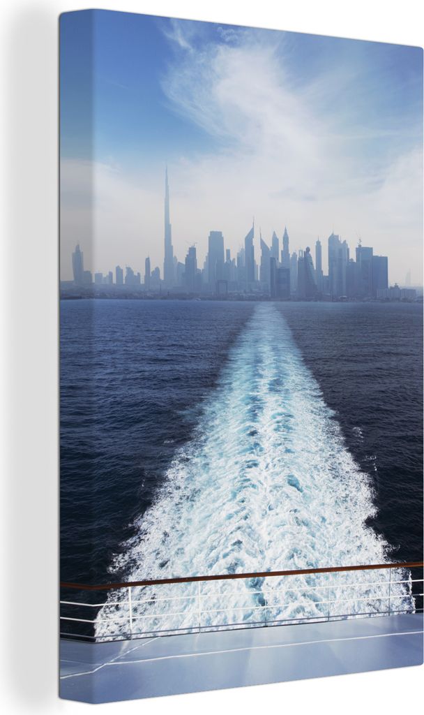 OneMillionCanvasses - Leinwandbilder - 90x140 cm, Kreuzfahrtschiff verlässt eine große Stadt, Wandbilder Kunstdruck Wanddekoration - Foto auf L...