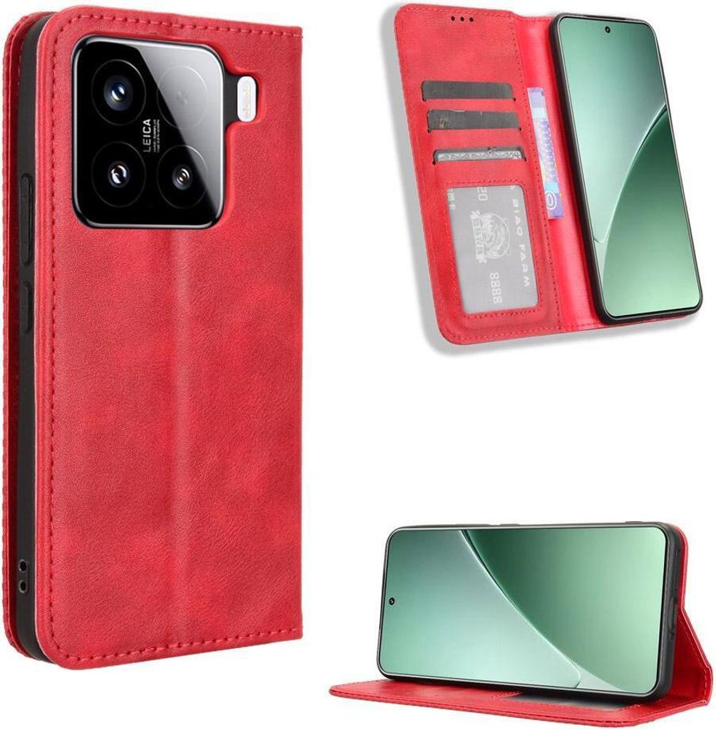 Mobigear Sensation Xiaomi 15 Pro Hülle Klapphülle Geldbörse - Rot