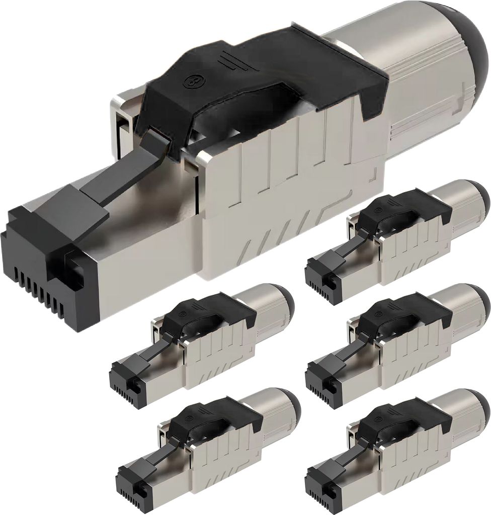 Netzwerkstecker Cat8 Cat8.1 RJ45 Stecker 6x Steckverbinder werkzeuglos geschirmt