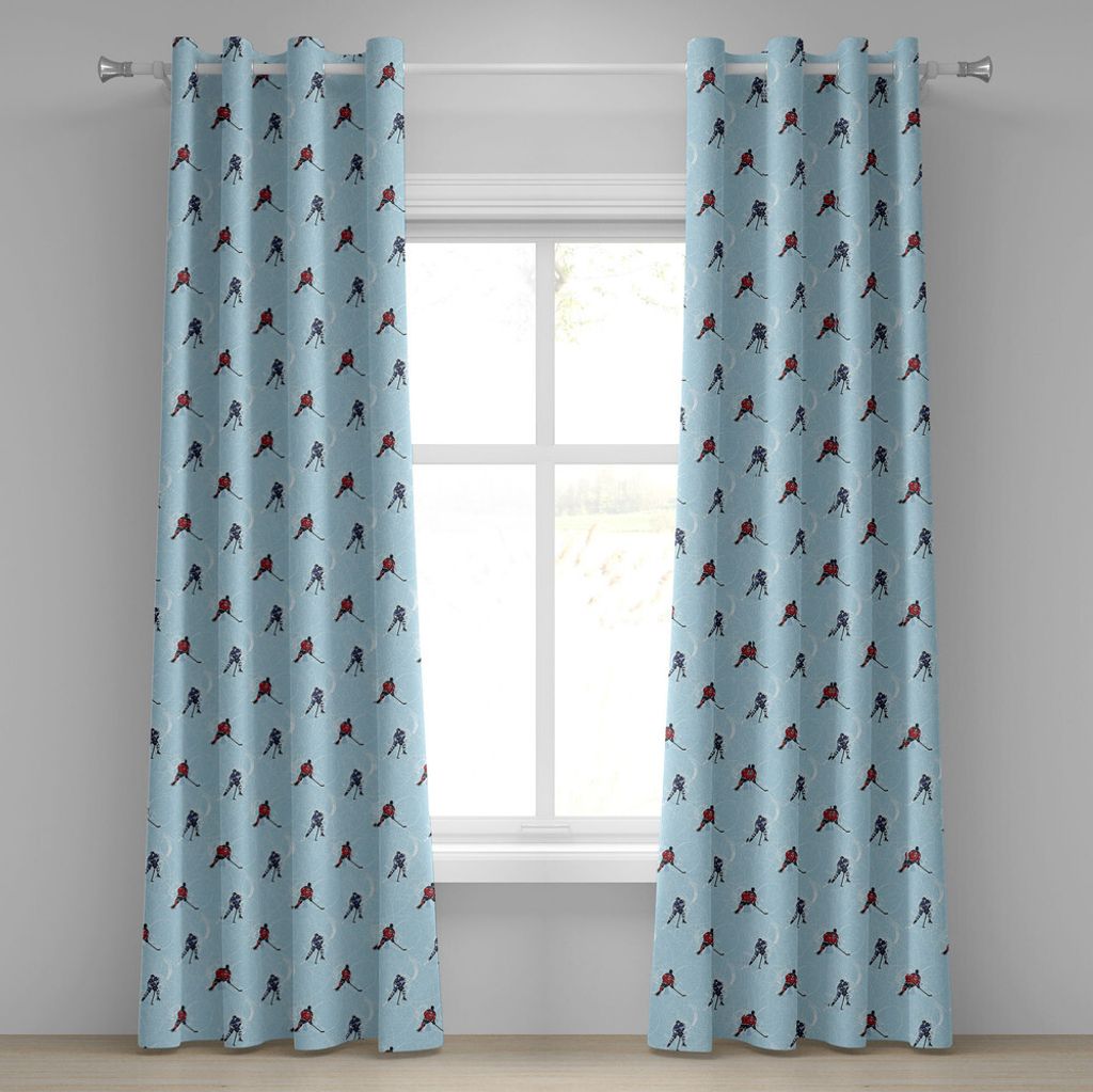 ABAKUHAUS Sport Ösenvorhang, Abstrakte Linien Hintergrund Eishockey Muster Wettbewerbsspiel Winter Saison, Dekorative 2-Panel-Fenstervorhänge, 28...