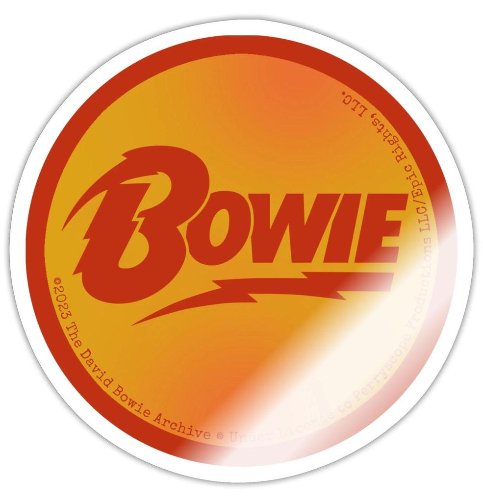 Spreadshirt David Bowie Roter Schriftzug Mit Blitz Sticker Aufkleber, 10 x 10 cm, Weiß glänzend