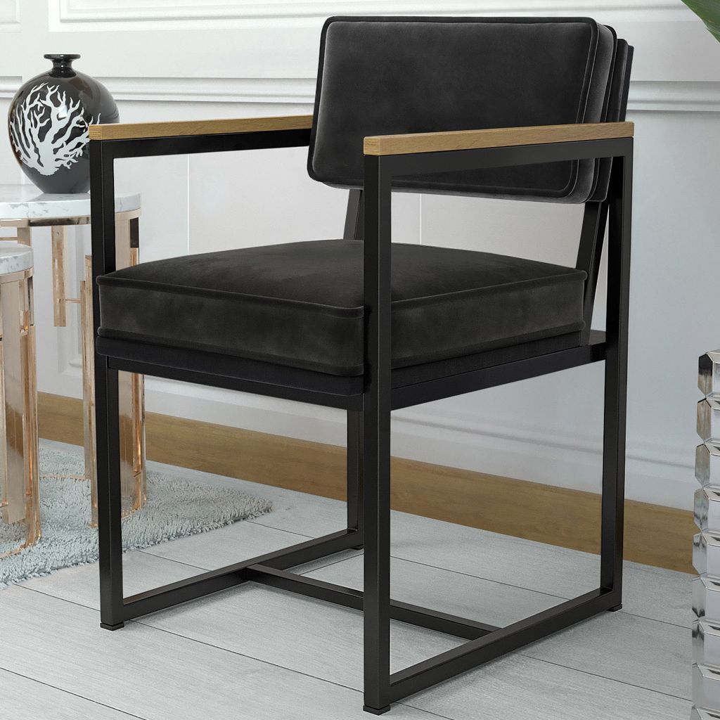 2er-Set KYLA | Designerstuhl | Samt | Schwarz | Samtstuhl, Hotelstuhl, Restaurantstuhl
