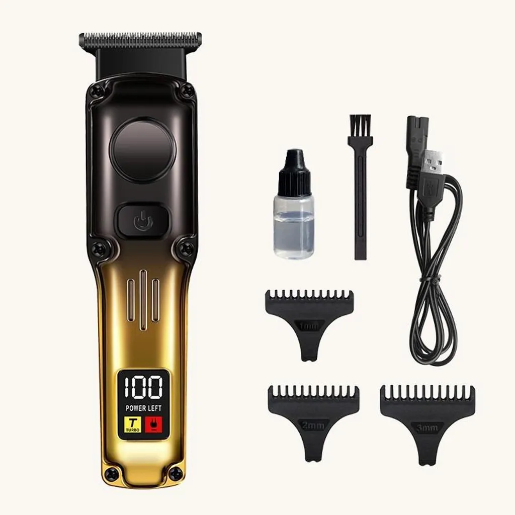 Tondeuse à Cheveux Rechargeable Dorée avec Moteur Puissant et Silencieux