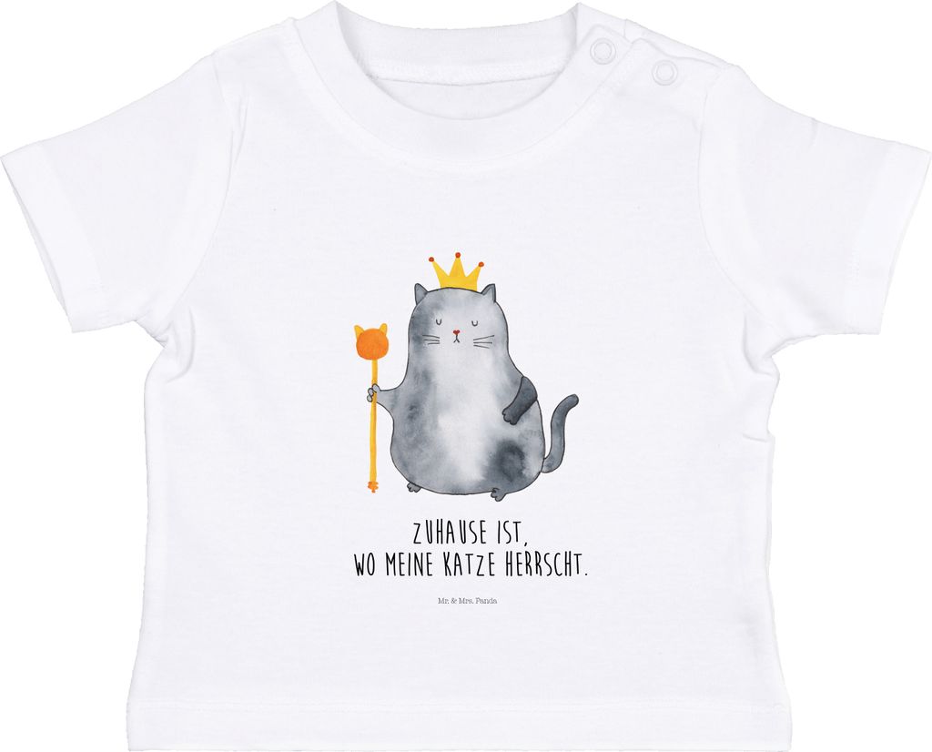 Mr. & Mrs. Panda Babyshirt Katze König 0. - 6. Monat - Weiß - Geschenk, , Haustier, Cats, Wohnung, T-Shirt, Cat, Baby, Jerseyshirt, Shirt, Haha