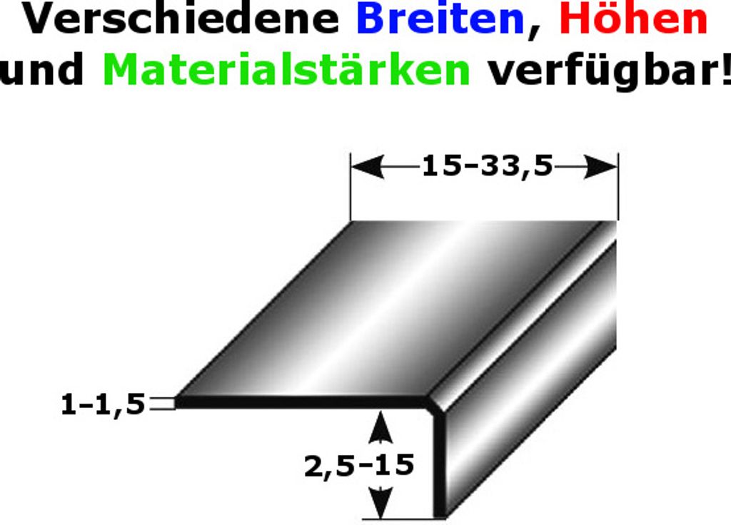 Mini-Winkelprofil "Campilla" als Montageprofil / Bauprofil, ungleichschenklig, Edelstahl matt-4 mm-24 mm-1,5 mm