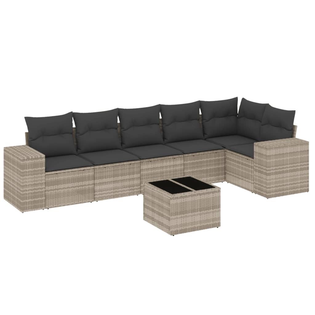 "WINTER SALE" 7-tlg. Garten-Lounge-Set - elegantes Design - Sitzgruppe/Gartengarnitur - mit Kissen Hellgrau Poly Rattan - Terassenmöbel NeuMöbel3...
