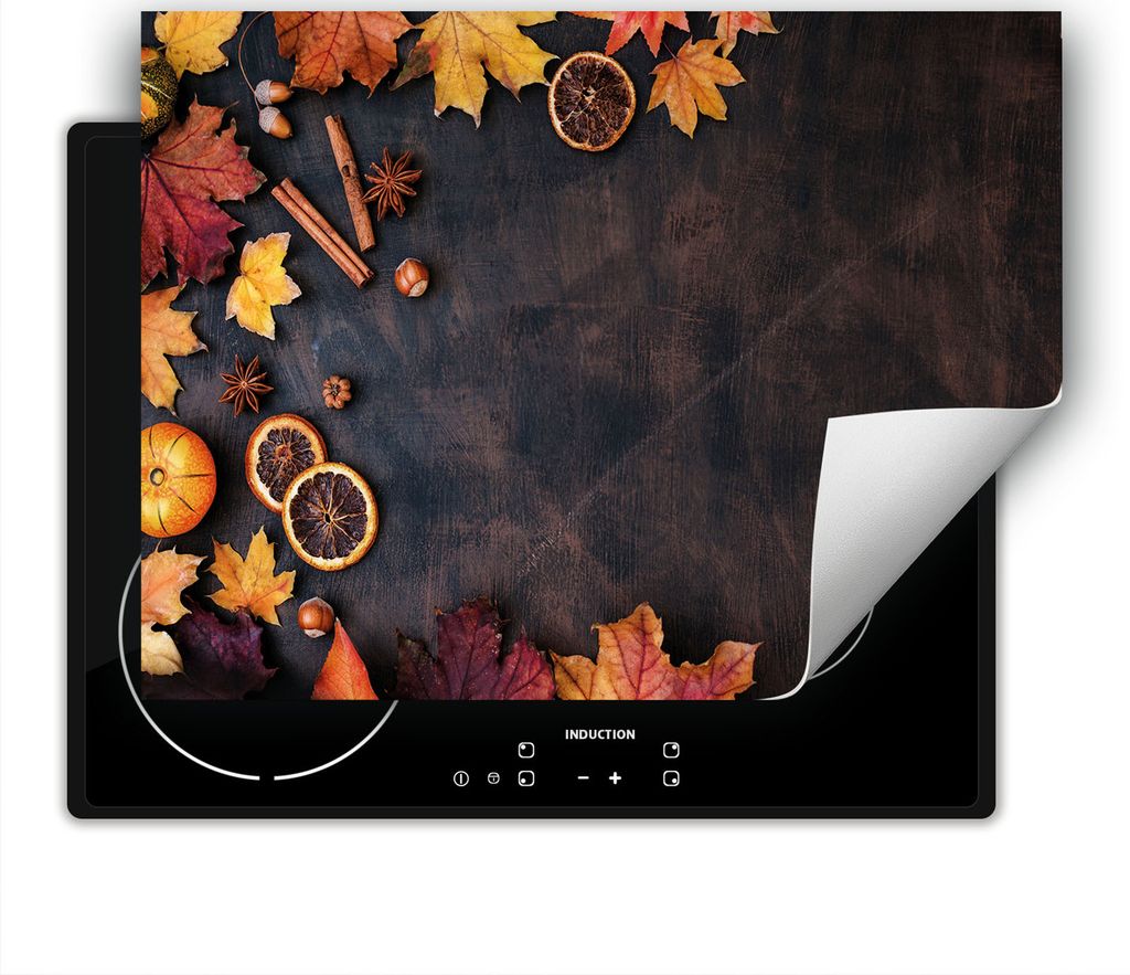 DarHaus Herdabdeckplatte 80x52 cm Anti Rutsch Matte Aufrollbar, Herbst