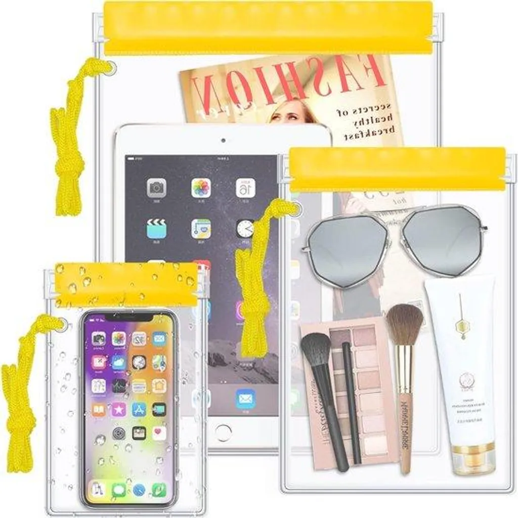 Set de 3 sacs de protection étanches pour documents de voyage et téléphone