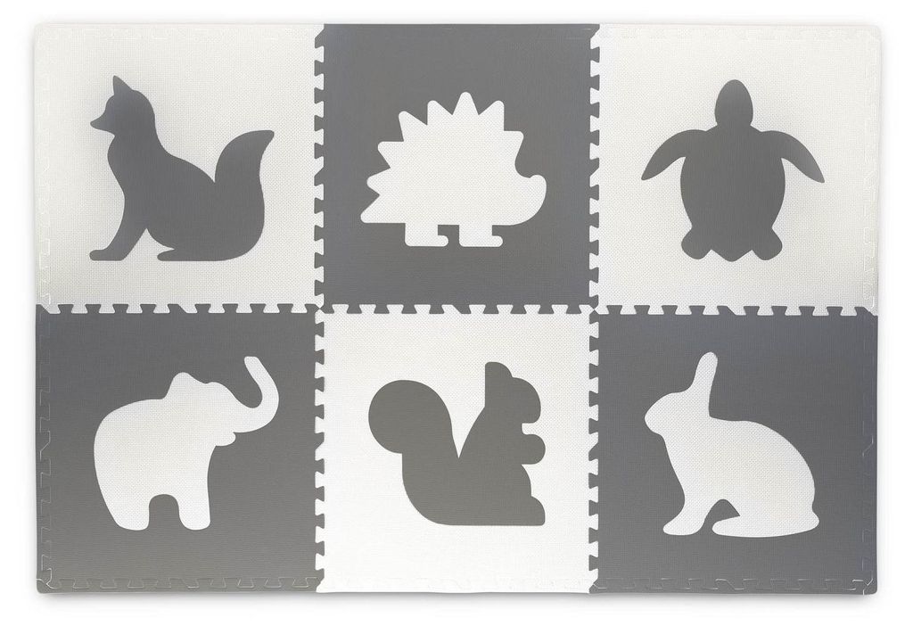 Veľká penová podložka, puzzle, biele a sivé zvieratá 6 ks Obrázok produktu 