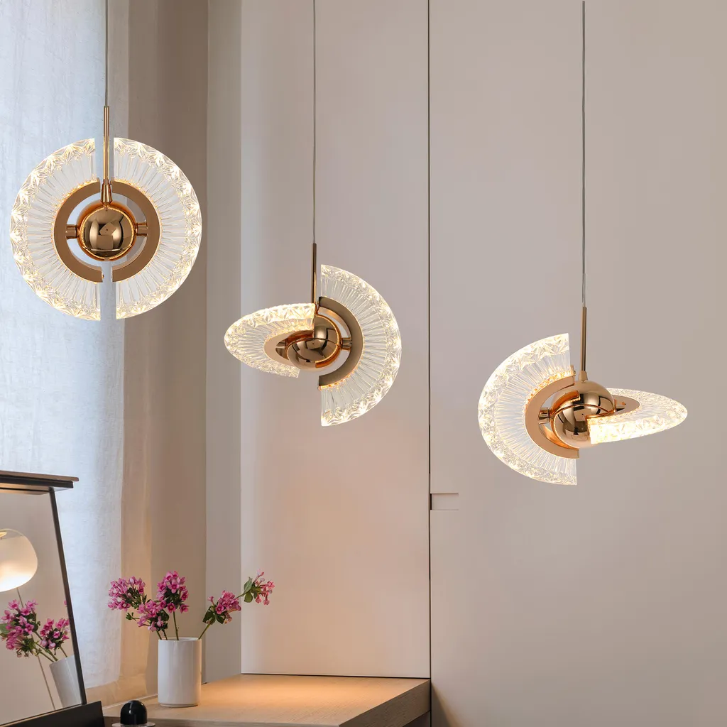 Suspension Cristal Moderne LED Blanc Chaud - Lustre Luxe pour Cuisine