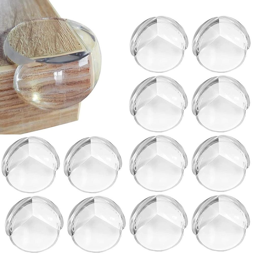 Ein 12-teiliges Set aus Eckenschützern, Babyschutzpolstern und Kissen zum Abdecken scharfer Möbelkanten.