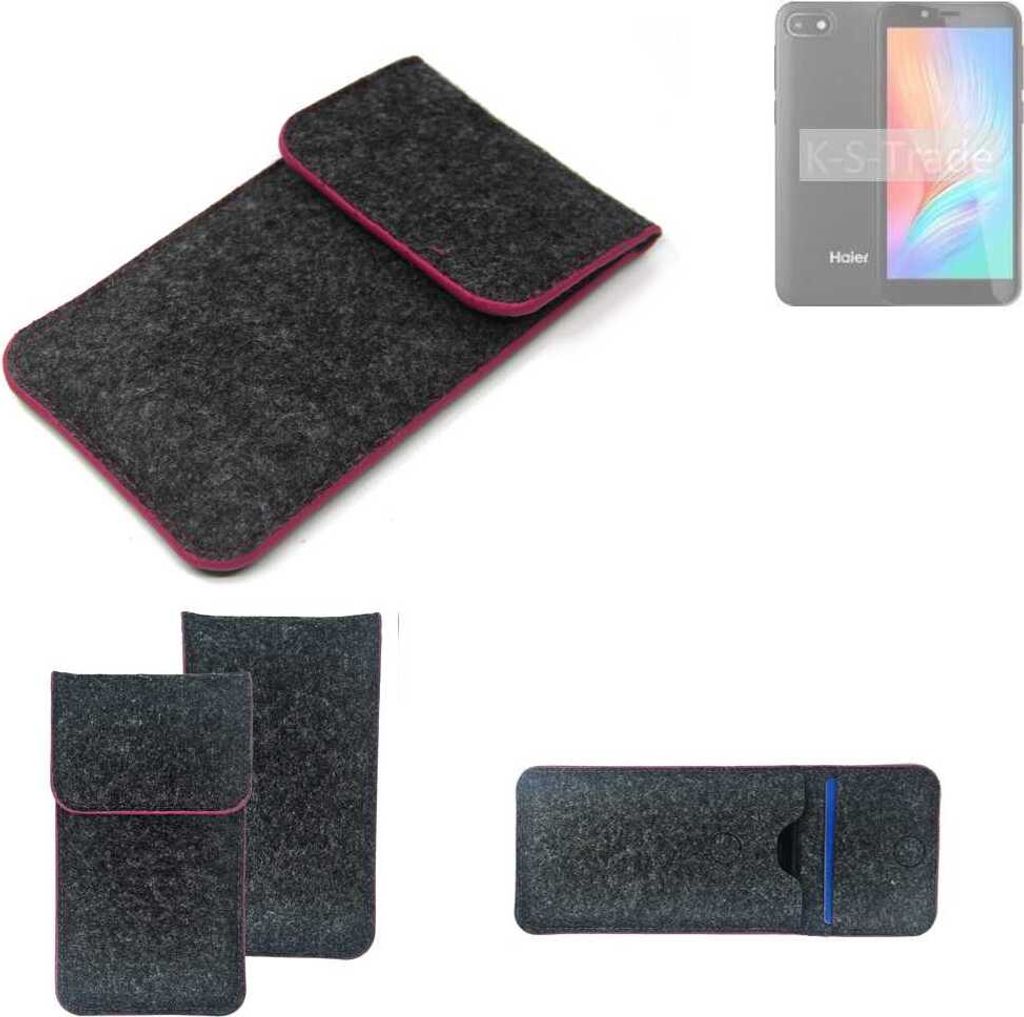 K-S-Trade Handy Schutz Hülle kompatibel mit Haier Alpha A2 Lite Schutzhülle Handyhülle Filztasche Pouch Tasche Case Sleeve Filzhülle dunkelgrau