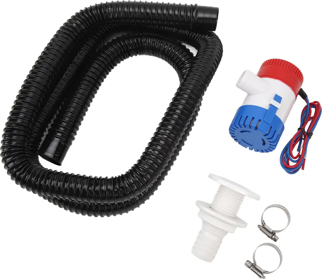Pompe de cale 1100GPH 12V marine avec tuyau 1-1/8 pour bateau et yacht